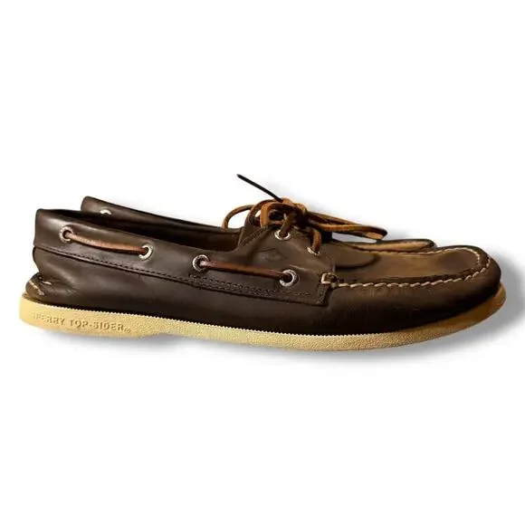 Sperry Top-Sider Deck Shoes Mens Brown Leather Slip On Loafers Size - 11.5